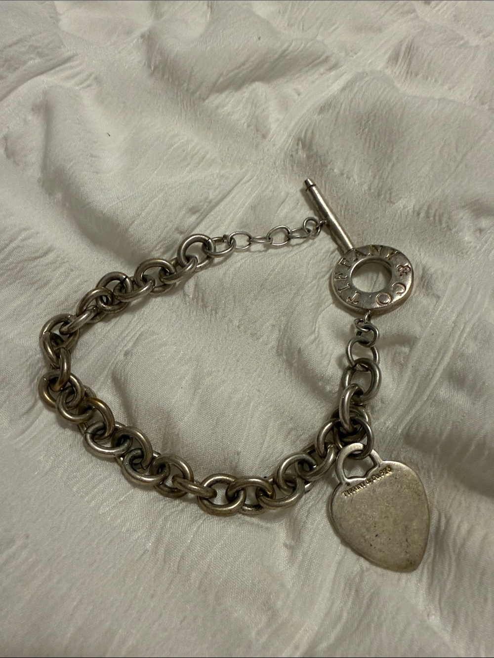 Classic Silver-Tone Heart Charm Toggle Bracelet - Silver